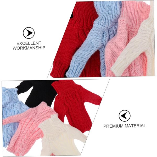 Set mit 5 gestrickten Puppenkleidern, kompakte Größe und lässige Farben, vielseitiges Zubehör für Kinder