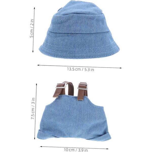 Set Costume Bambole con Salopette e Cappello Blu per Cosplay e Decorazioni