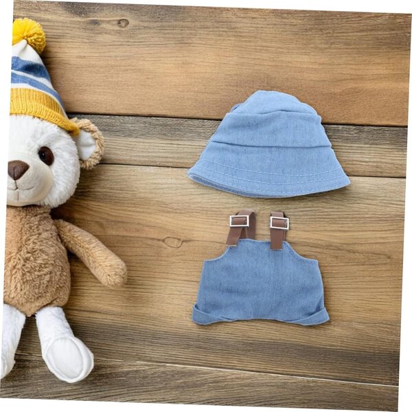 Set Costume Bambole con Salopette e Cappello Blu per Cosplay e Decorazioni