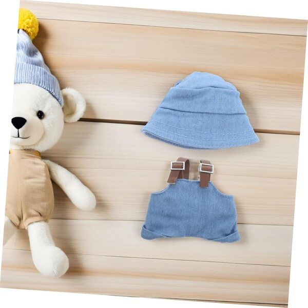 Set Costume Bambole con Salopette e Cappello Blu per Cosplay e Decorazioni