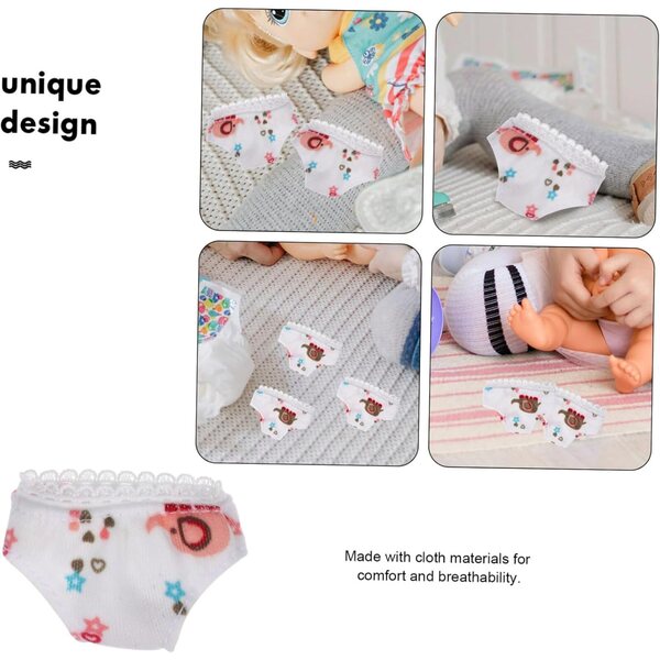 NOLITOY 3 Mini Culottes Bianche per Bambole in Tessuto Traspirante e Morbido