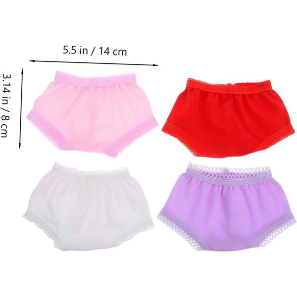 NOLITOY Set di 4 Mutandine in Miniatura per Bambole in Poliestere Colore e Resistenza