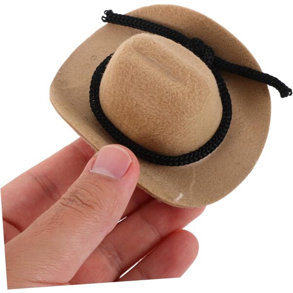 Set mit 4 Mini-Westernhüten in Beige, 8 cm, für Puppen, Dekorationen und kreative Hobbys
