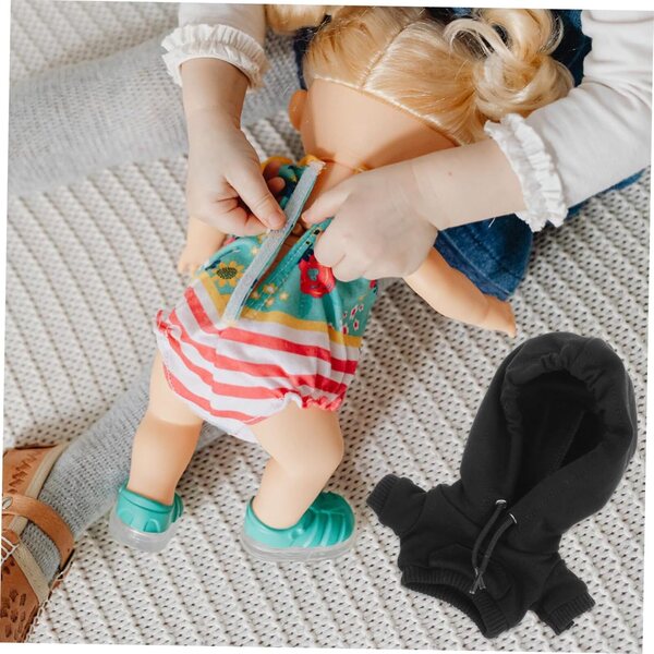 NOLITOY Mini Sweat à Capuche Nero in Cotone per Bambole, Accessorio Invernale Adorabile