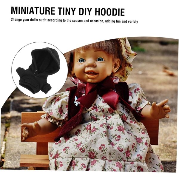 NOLITOY Mini Sweat à Capuche Nero in Cotone per Bambole, Accessorio Invernale Adorabile