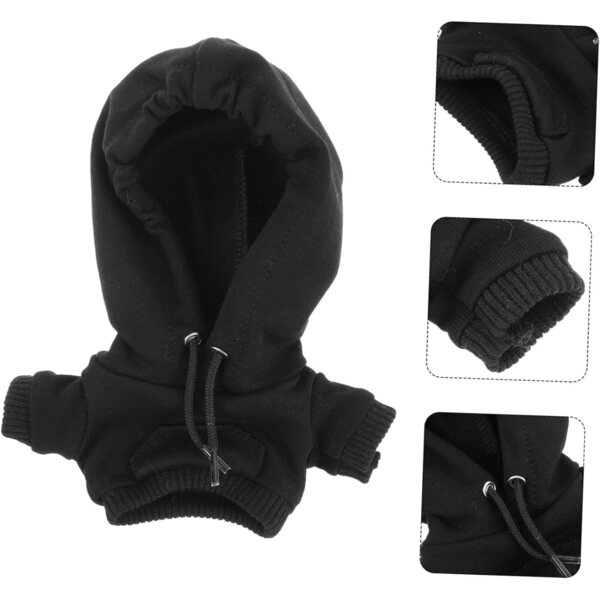 NOLITOY Mini Sweat à Capuche Nero in Cotone per Bambole, Accessorio Invernale Adorabile