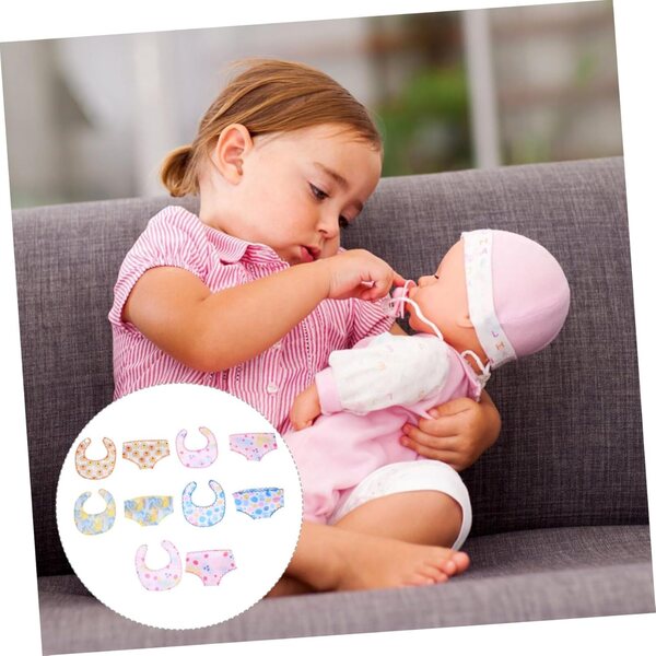 iplusmile Set 5 Pezzi Bavaglini e Culotte per Bambole 30 cm Riutilizzabili e Facili da Indossare