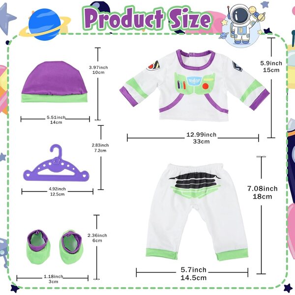 Set mit 5 Kleidungsstücken für 30–45 cm große Carreuty-Puppen – farbenfrohe und verschiedene Kleidungsstücke