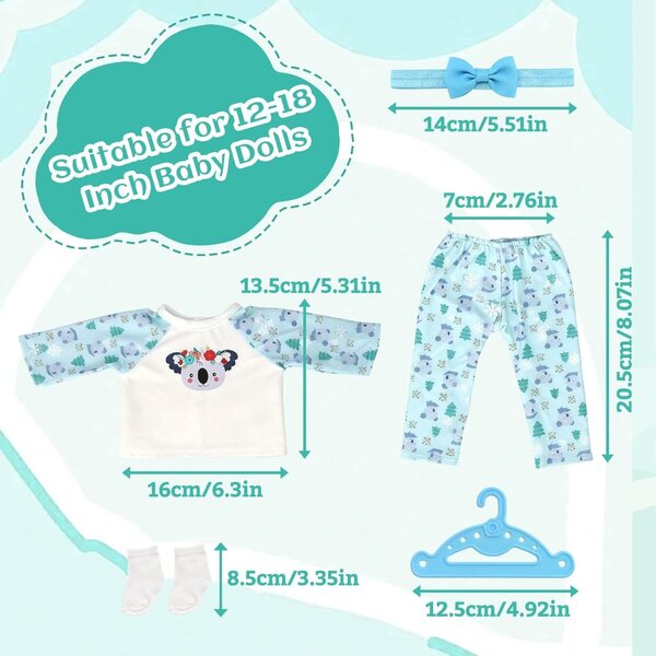 Abbigliamento per Bambole 43 cm Xerteam - Set Lavabile in Lavatrice