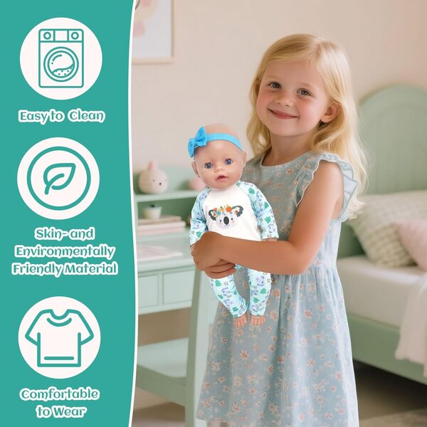 Abbigliamento per Bambole 43 cm Xerteam - Set Lavabile in Lavatrice