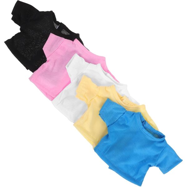 5 T-shirt colorati per animali in peluche, accessori moda per pupazzi 18 cm