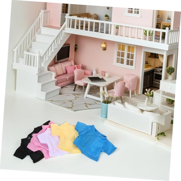 5 T-shirt colorati per animali in peluche, accessori moda per pupazzi 18 cm