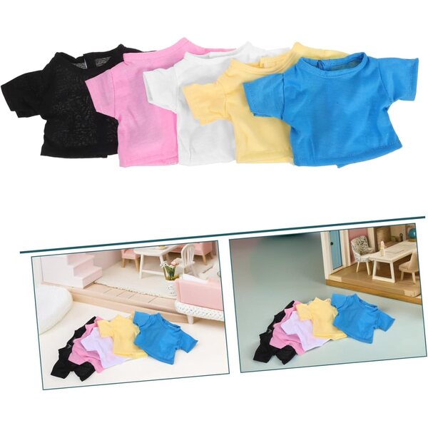 5 T-shirt colorati per animali in peluche, accessori moda per pupazzi 18 cm