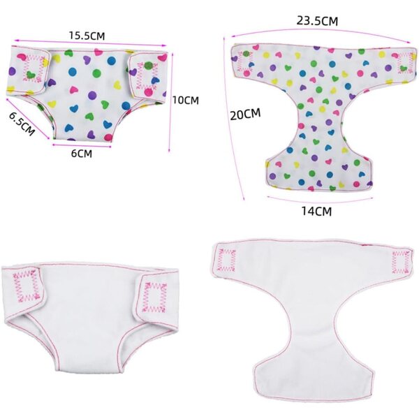 NOLITOY 12 Mini Pannolini Lavabili per Bambole 16-18 cm Accessori Giochi Infantili