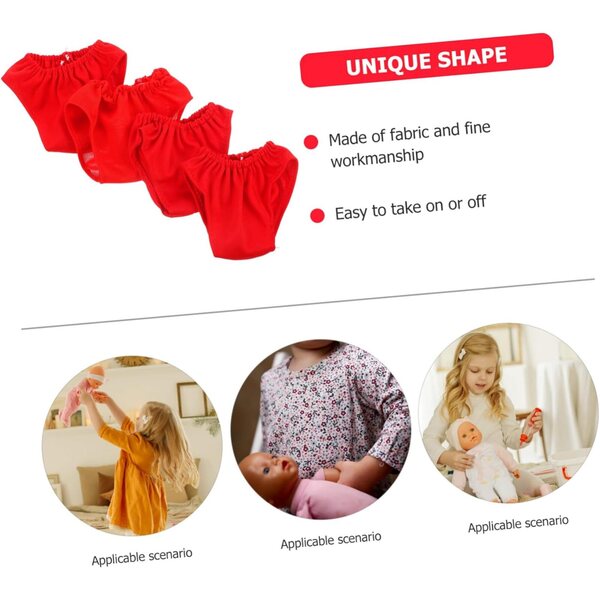 SOIMISS 4 Culottes Rosse per Bambole 45-60 cm - Mini Biancheria Intima in Tessuto