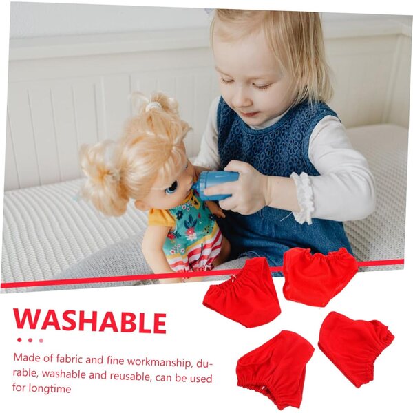 iplusmile Set mit 4 wiederverwendbaren roten Culottes für Puppen von 45–60 cm – Rollenspielzubehör
