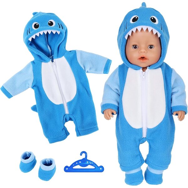 Kleidungsset für 35–43 cm große Puppen mit Körper, Socken, Stofftier und Kleiderbügel – Blau