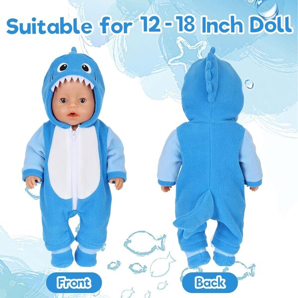 Kleidungsset für 35–43 cm große Puppen mit Körper, Socken, Stofftier und Kleiderbügel – Blau
