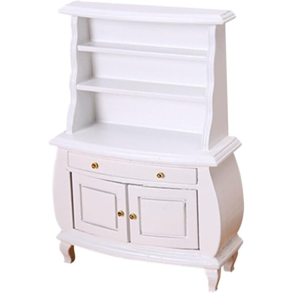 ORFOFE Mini Libreria in Legno Bianco per Casa delle Bambole, Decorazione Realistica Fai-da-Te