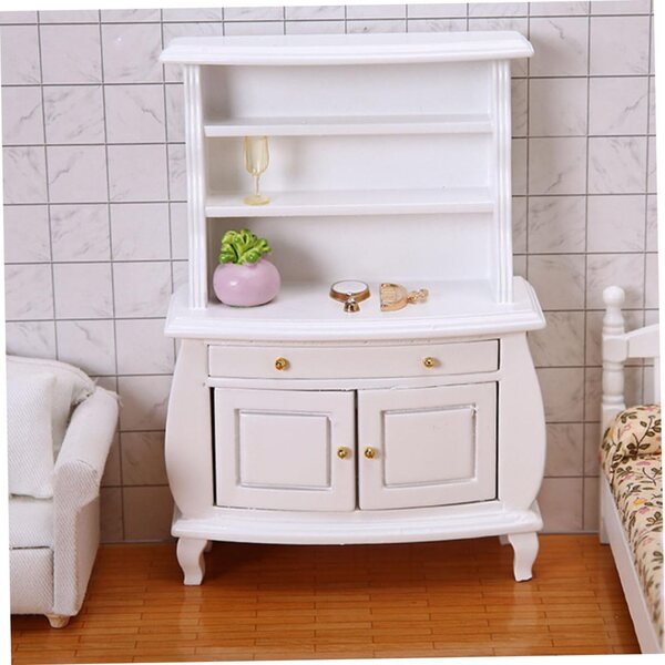 ORFOFE Mini Libreria in Legno Bianco per Casa delle Bambole, Decorazione Realistica Fai-da-Te