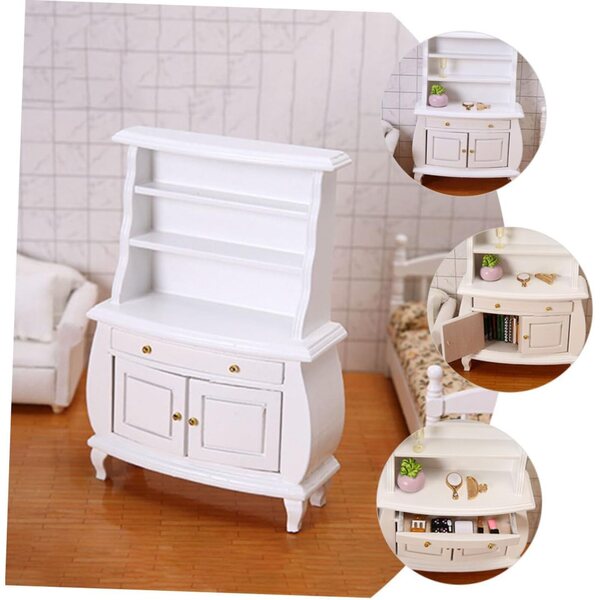ORFOFE Mini Libreria in Legno Bianco per Casa delle Bambole, Decorazione Realistica Fai-da-Te