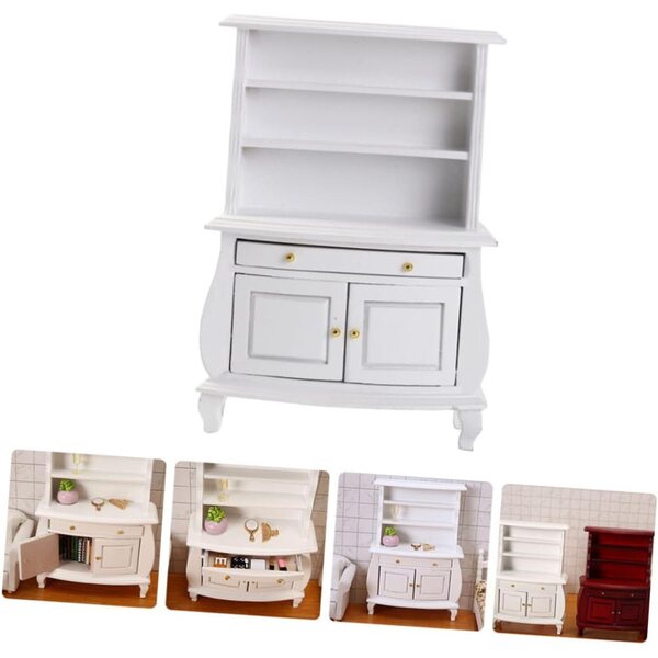 ORFOFE Mini Libreria in Legno Bianco per Casa delle Bambole, Decorazione Realistica Fai-da-Te