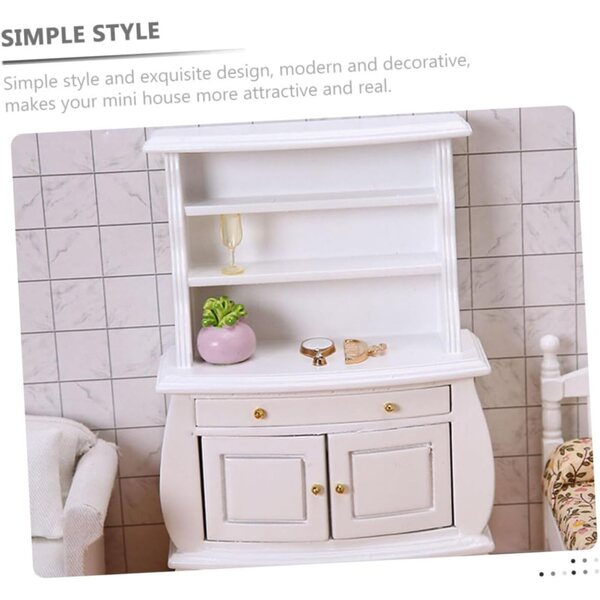 ORFOFE Mini Libreria in Legno Bianco per Casa delle Bambole, Decorazione Realistica Fai-da-Te