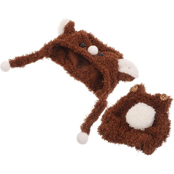 iplusmile Bären-Outfit für Puppe mit Mütze und Einteiler aus weichem Stoff, 17 cm