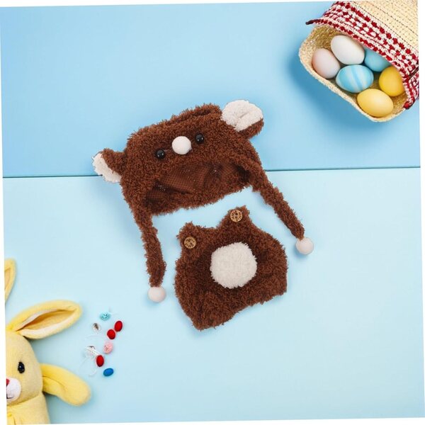 iplusmile Bären-Outfit für Puppe mit Mütze und Einteiler aus weichem Stoff, 17 cm