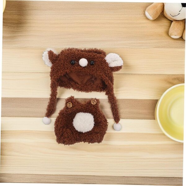 iplusmile Bären-Outfit für Puppe mit Mütze und Einteiler aus weichem Stoff, 17 cm