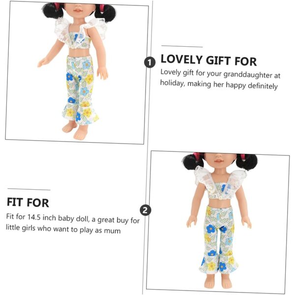 GALPADA Set Abbigliamento Estivo per Bambole - Top a Bretelle e Pantaloni Evasé in Tessuto Leggero
