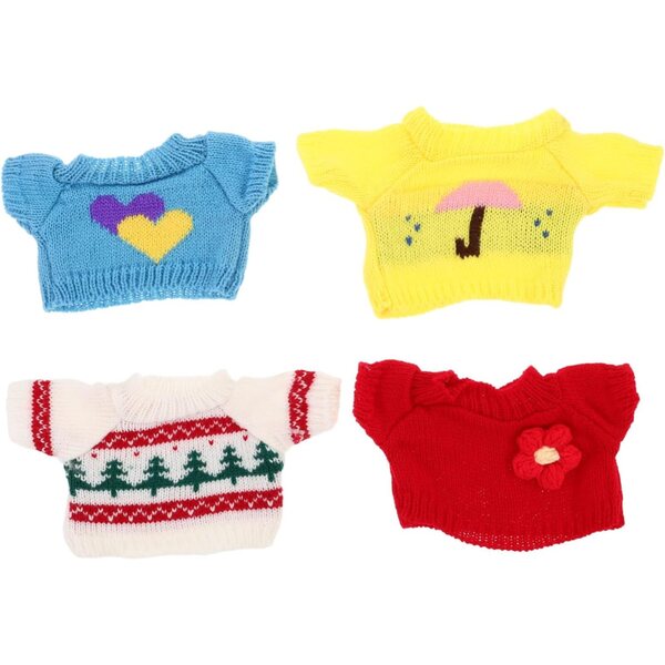 Set 4 Vestiti Lavabili per Orsetti di Peluche Morbidi e Colorati 20x12 cm