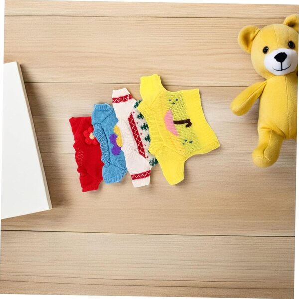 Set 4 Vestiti Lavabili per Orsetti di Peluche Morbidi e Colorati 20x12 cm
