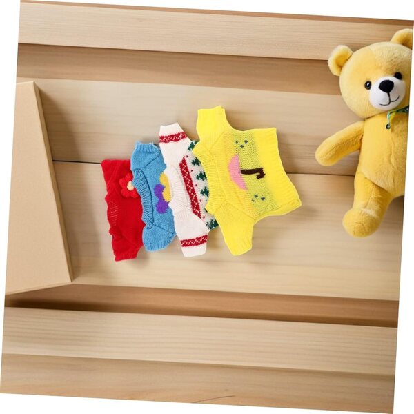 Set 4 Vestiti Lavabili per Orsetti di Peluche Morbidi e Colorati 20x12 cm