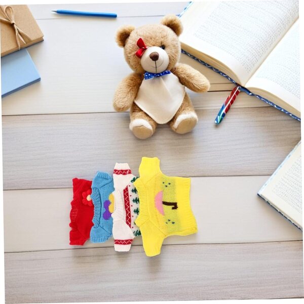 4-teilige Kleidung für Teddybär-Puppen aus weicher und waschbarer Häkelbaumwolle