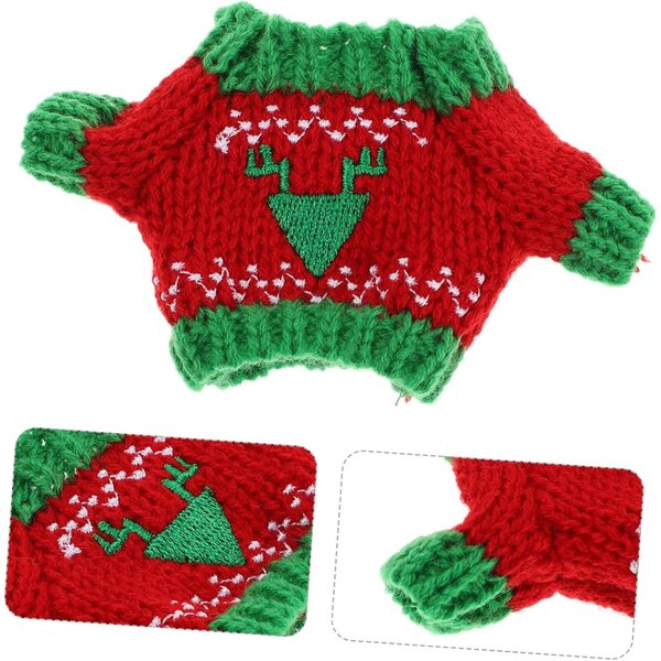BESTonZON Mini Pull per Bambola in Cotone Rosso e Verde, Accessori Natalizi Miniatura