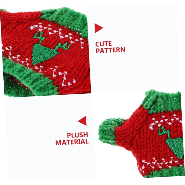 BESTonZON Mini Pull per Bambola in Cotone Rosso e Verde, Accessori Natalizi Miniatura