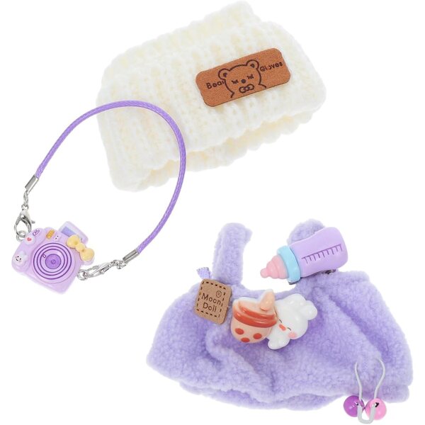 Tuta viola Hemobllo con cappello da orso bianco per bambole: vestito creativo e adorabile