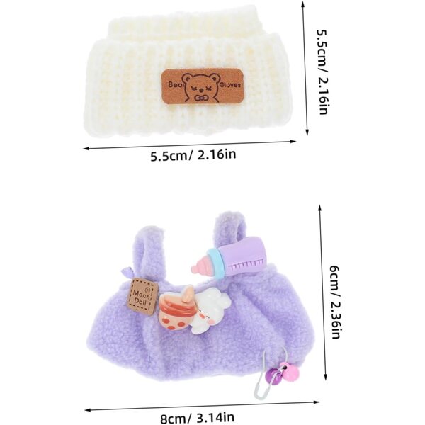 Tuta viola Hemobllo con cappello da orso bianco per bambole: vestito creativo e adorabile