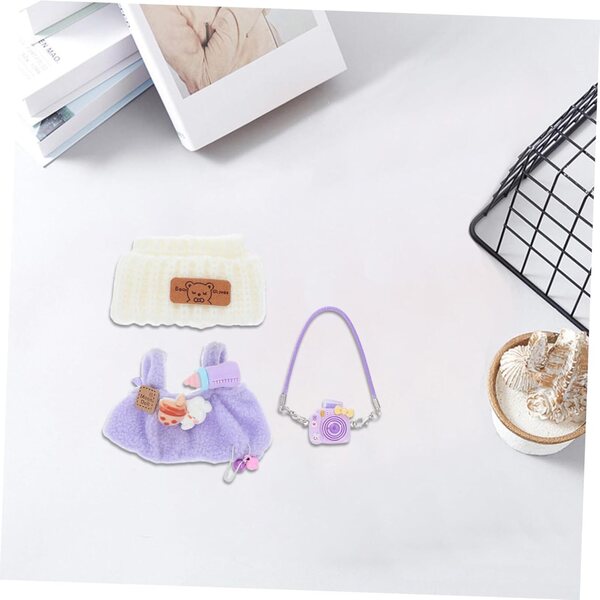 Tuta viola Hemobllo con cappello da orso bianco per bambole: vestito creativo e adorabile