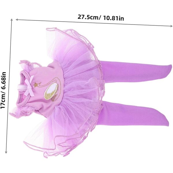 Ballettkostüm für NOLITOY-Puppen mit Schuhen und Accessoires, elegantes lila Tutu