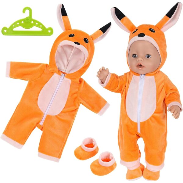 Orange Kleidung für Puppen 35–43 cm mit Renard-Latzhose und Socken