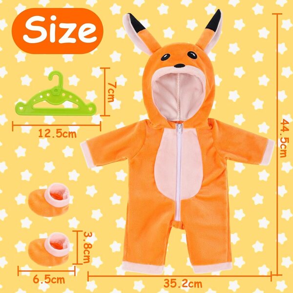 Abbigliamento Arancione per Bambole 35-43 cm con Salopette Renard e Calzini