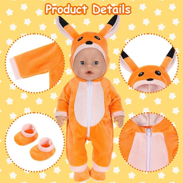 Abbigliamento Arancione per Bambole 35-43 cm con Salopette Renard e Calzini