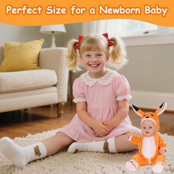 Abbigliamento Arancione per Bambole 35-43 cm con Salopette Renard e Calzini