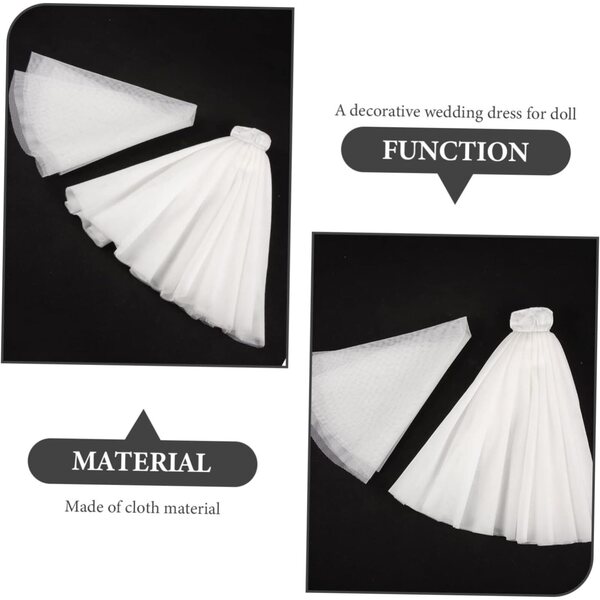 Robe da sposa per bambola bianca in tessuto tulle - Costume riutilizzabile decorativo