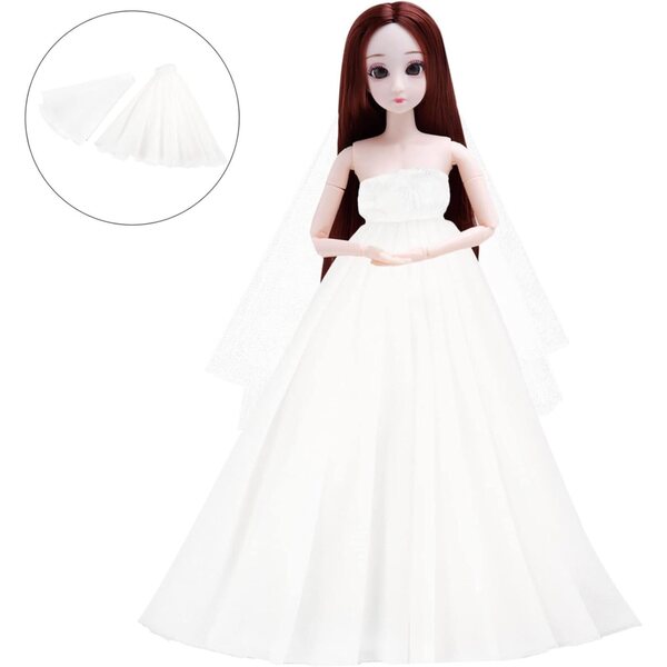 Robe da sposa per bambola bianca in tessuto tulle - Costume riutilizzabile decorativo