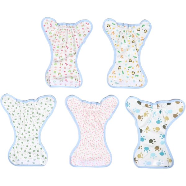 Set di 5 pannolini realistici in cotone lavabile per bambole regolabili e morbide