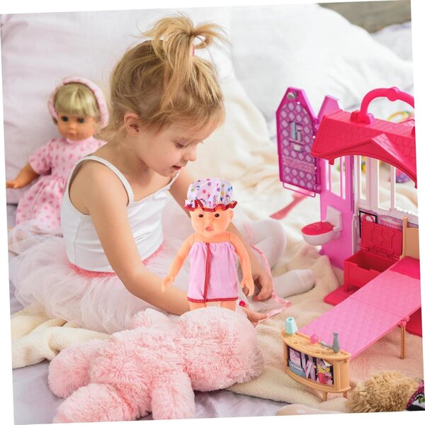 iplusmile Peignoir und Hut für 18-Zoll-Puppen, elegantes Set aus rotem Polyester