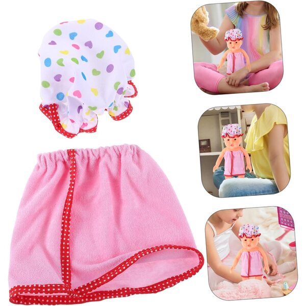 iplusmile Peignoir und Hut für 18-Zoll-Puppen, elegantes Set aus rotem Polyester